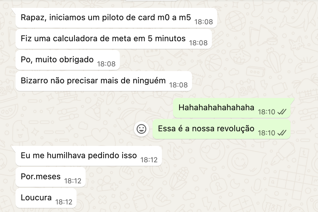 Print da conversa com aluno do curso, gestor comercial