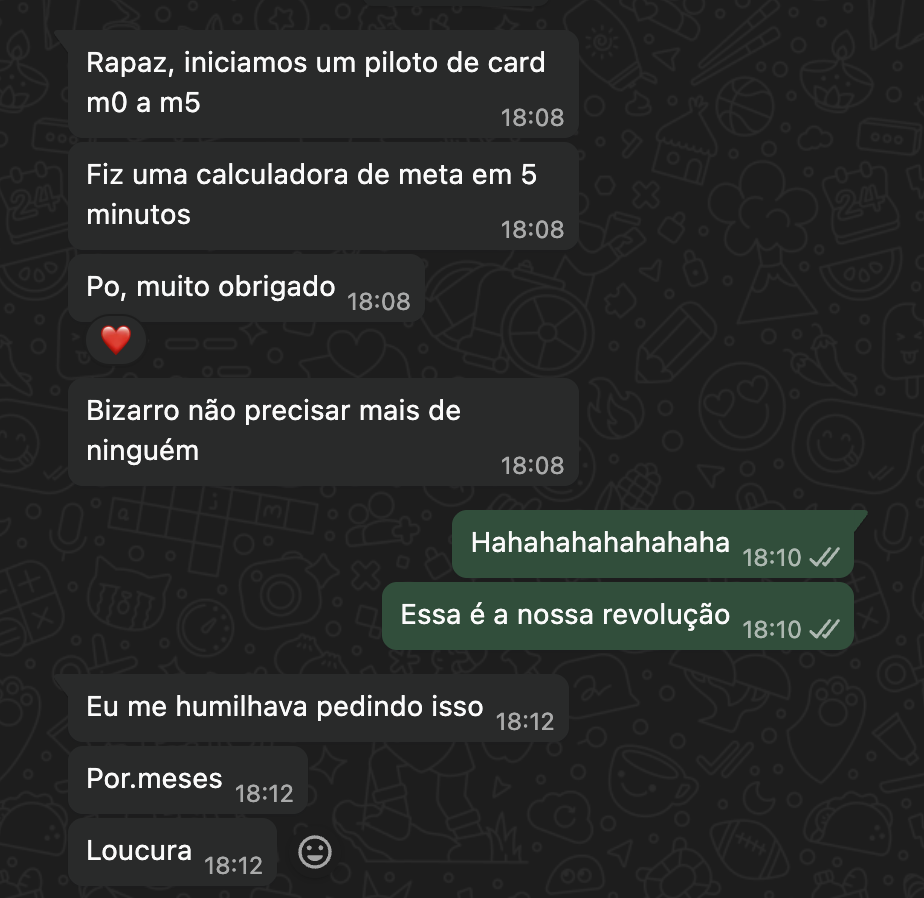 Print da conversa com aluno do curso, gestor comercial